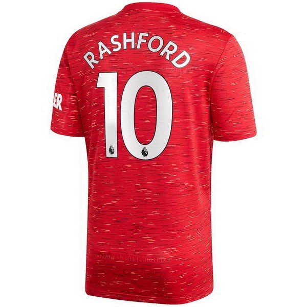 Camiseta Manchester United NO.10 Rashford 1ª 2020-2021 Rojo